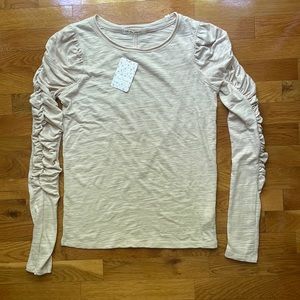 Free People, Size Small, cream, long ruffled sleeve shirt